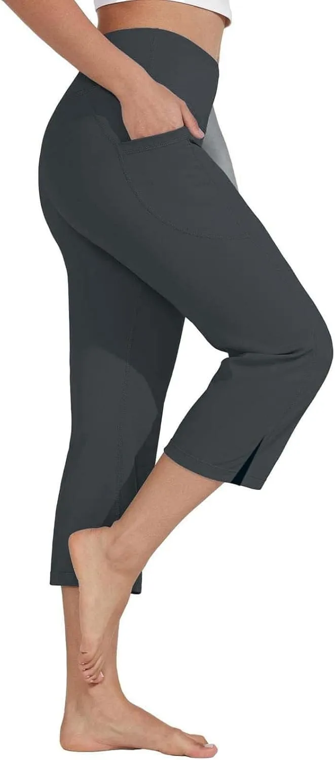 GIERIDUC Pull On Capris for Women Dressy Casual Stretch Lightweight Capri Elastic High Waist Lounge Pants Summer Yoga Shorts