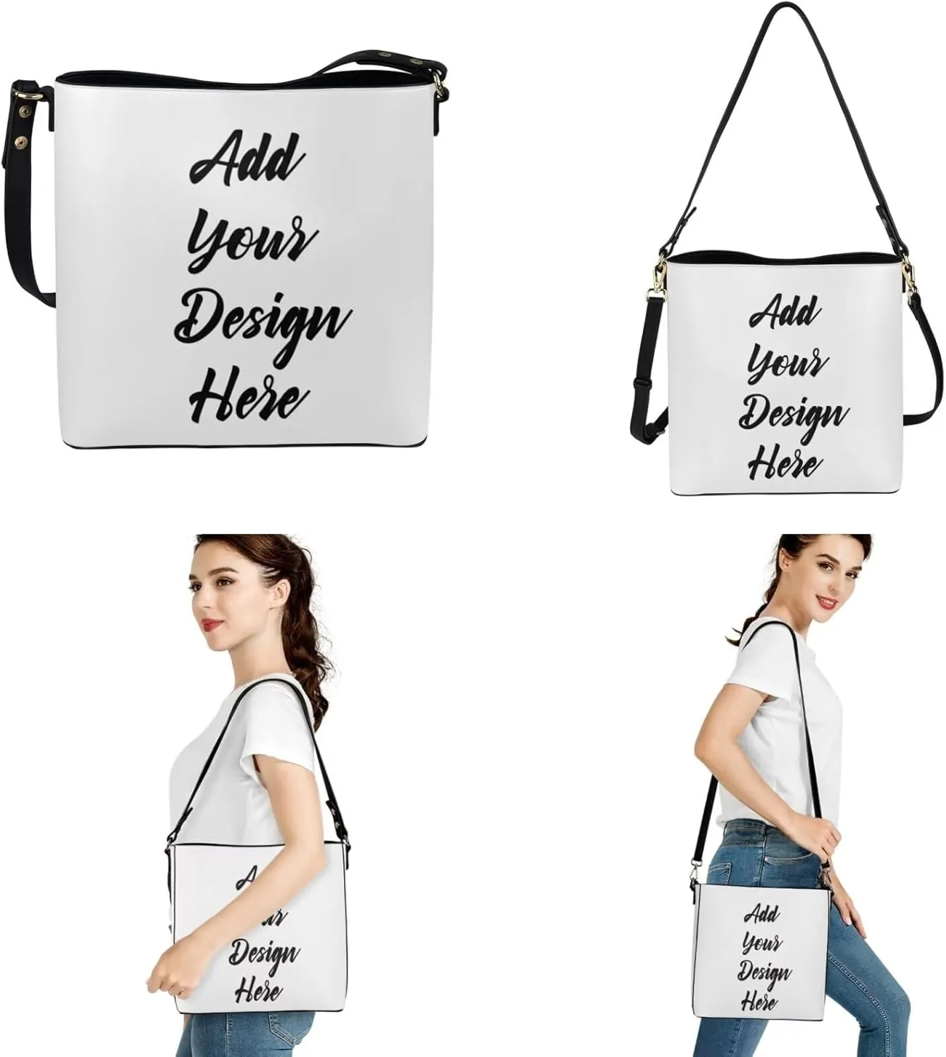 GIFTPUZZ Bucket Tote Bag for Women Ladies Wallets and Keychain Set 3 Pack Leather Handbags with Keyring Women Gift