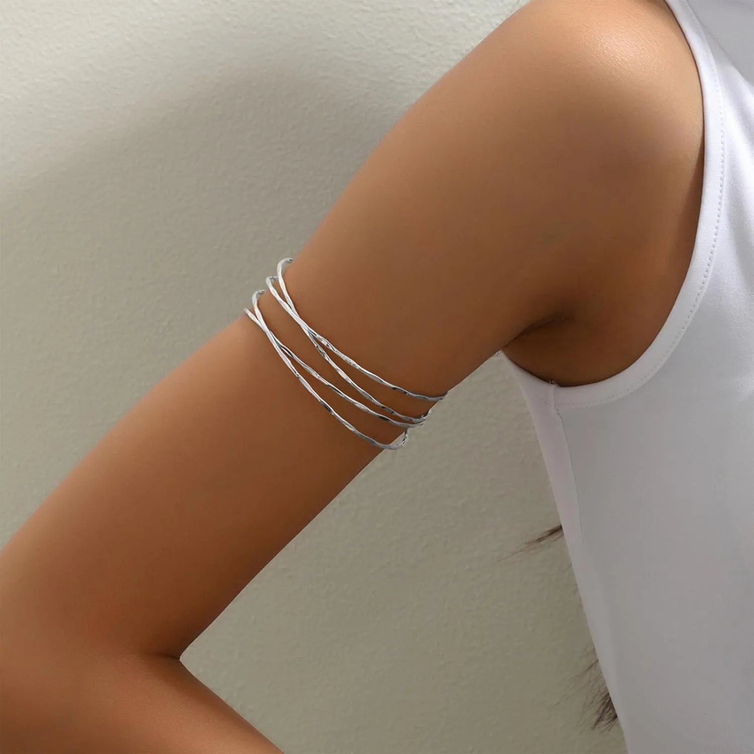 Gold Arm Cuff for Women Dainty Minimalist Layered Bracelet Upper Arm Bangle Bracelet for Women Men