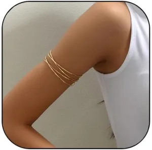 Gold Arm Cuff for Women Dainty Minimalist Layered Bracelet Upper Arm Bangle Bracelet for Women Men