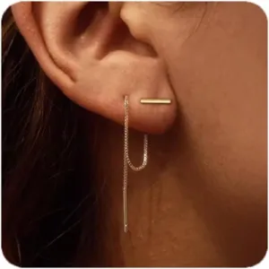 Gold Chain Earrings for Women Threader Dangling Earrings Gold Tassel Dangle Earrings Hypoallergenic Statement Earrings Jewelry for Women