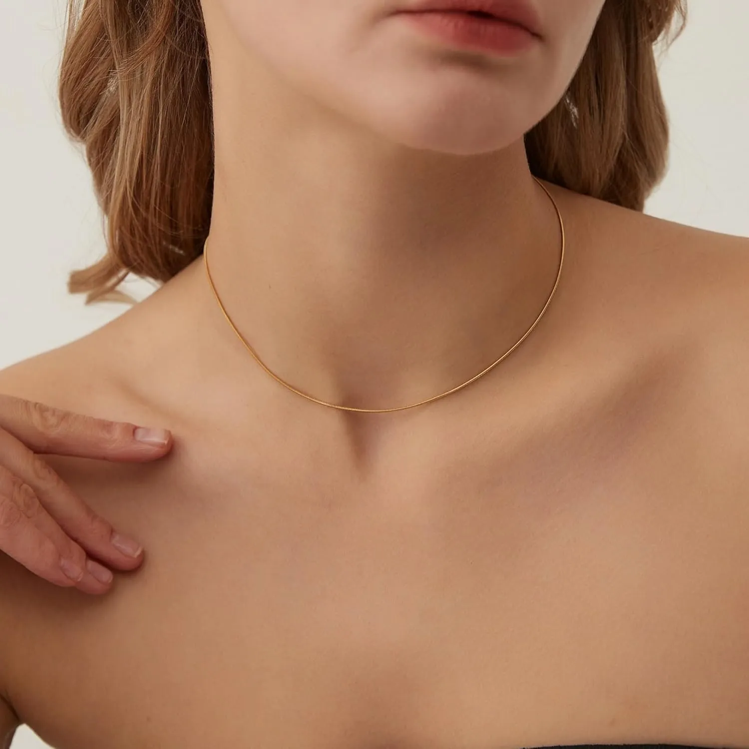 Gold Chain for Women - 18K Gold Plated Herringbone Necklace Square Snake Chain Dainty 0.9mm/2mm Gold Necklace for Women Gold Jewelry Gifts Size 16/18/20/22/24/26 Inch