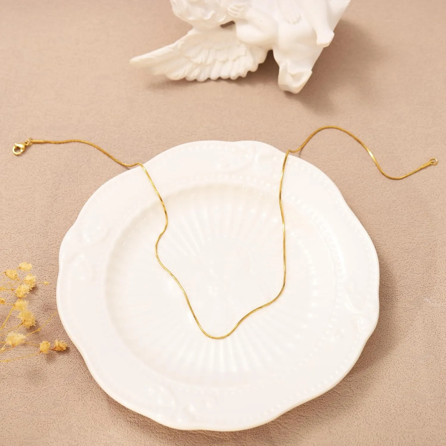 Gold Chain for Women - 18K Gold Plated Herringbone Necklace Square Snake Chain Dainty 0.9mm/2mm Gold Necklace for Women Gold Jewelry Gifts Size 16/18/20/22/24/26 Inch