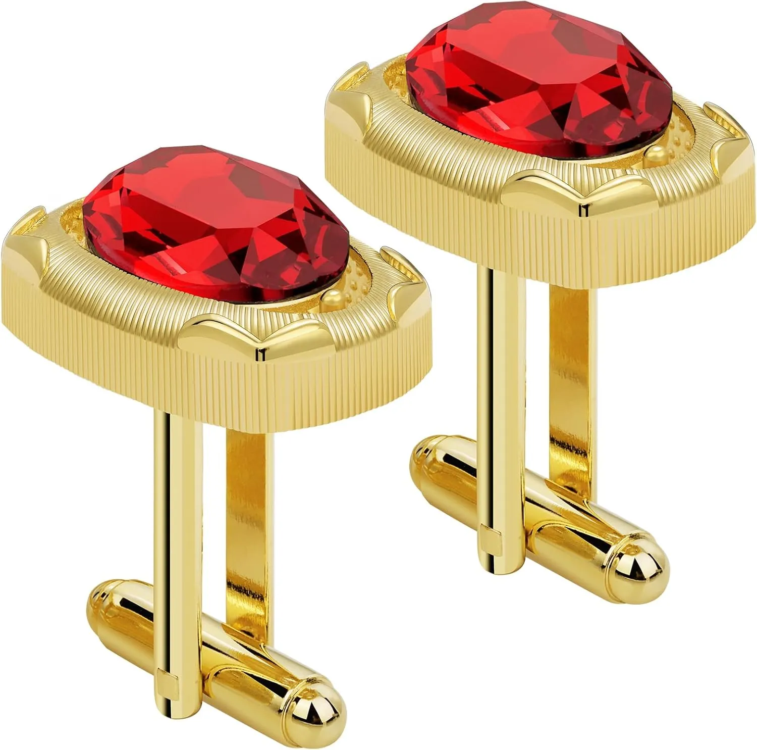 Gold Cufflinks for Men, TAIGRAMA Black Purple Green Red Crystal Cuff Links Mens as Wedding Business Birthday Gift for Groom Father Husband Boyfriend