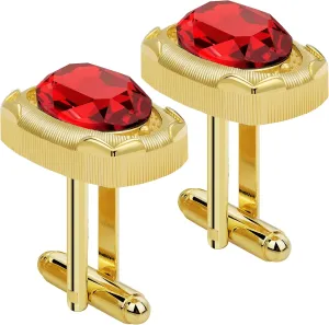 Gold Cufflinks for Men, TAIGRAMA Black Purple Green Red Crystal Cuff Links Mens as Wedding Business Birthday Gift for Groom Father Husband Boyfriend