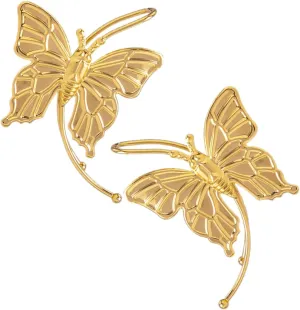 Gold Earring Cuff Butterfly Ear Clip Jewelry for Women Fairy Earring Ear Wrap