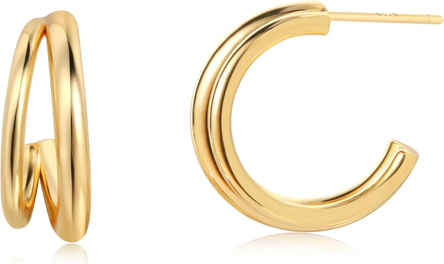 Gold Hoop Earrigs for Women 14K Gold Plated Lightweight Chunky Gold Hoops Jewelry Hypoallergenic Dainty Earring Studs Trendy Sun Spike Hoops Illusion Earrings Double Twist Huggie Hoop Earrings