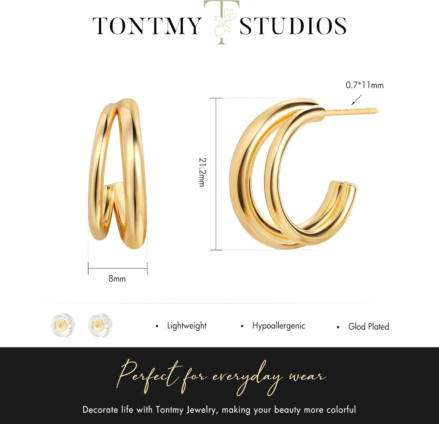 Gold Hoop Earrigs for Women 14K Gold Plated Lightweight Chunky Gold Hoops Jewelry Hypoallergenic Dainty Earring Studs Trendy Sun Spike Hoops Illusion Earrings Double Twist Huggie Hoop Earrings