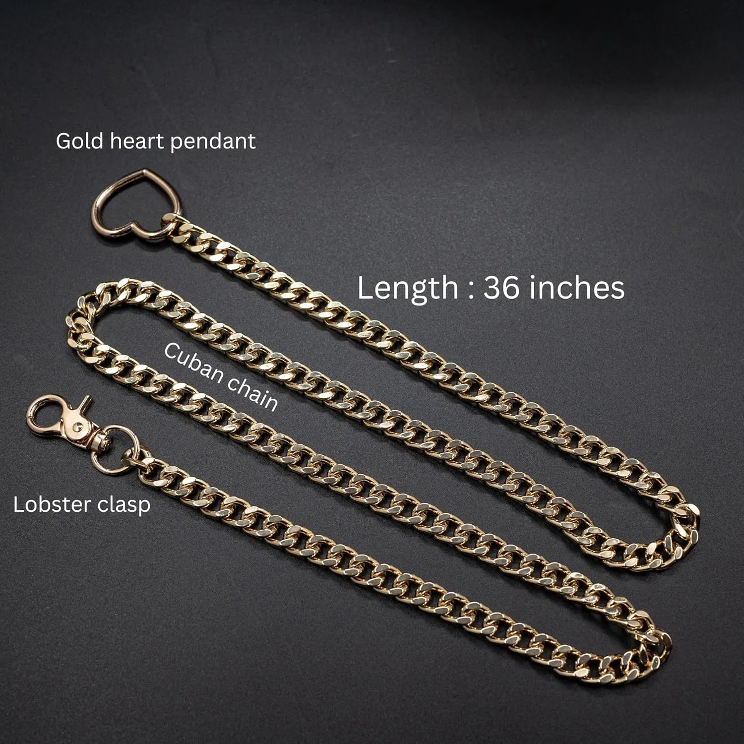 Gold Layered Necklaces for Women, Silver Cuban Slip Chain Heart O-ring Chunky Chain Necklace, Adjustable Lariat Necklace for Women and Men, Goth Jewelry Necklace