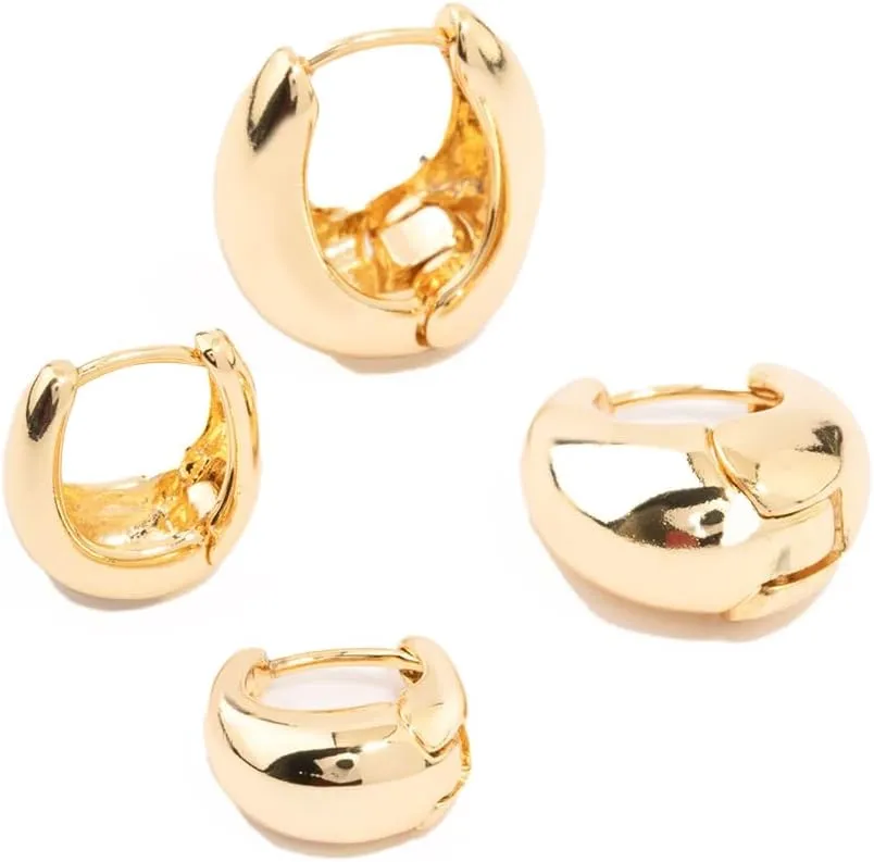 Gold Plated Small & Medium Oval Huggie Earrings | Premium Gold Plated | Hypoallergenic | Fashion Forward, Versatile, On-Trend Designs