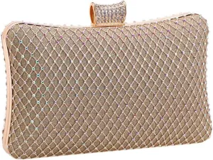 Golden Metal Chain Diamonds Party Wedding Clutch Bag Flap Design Shoulder Handbags Hollow Out Evening Bags
