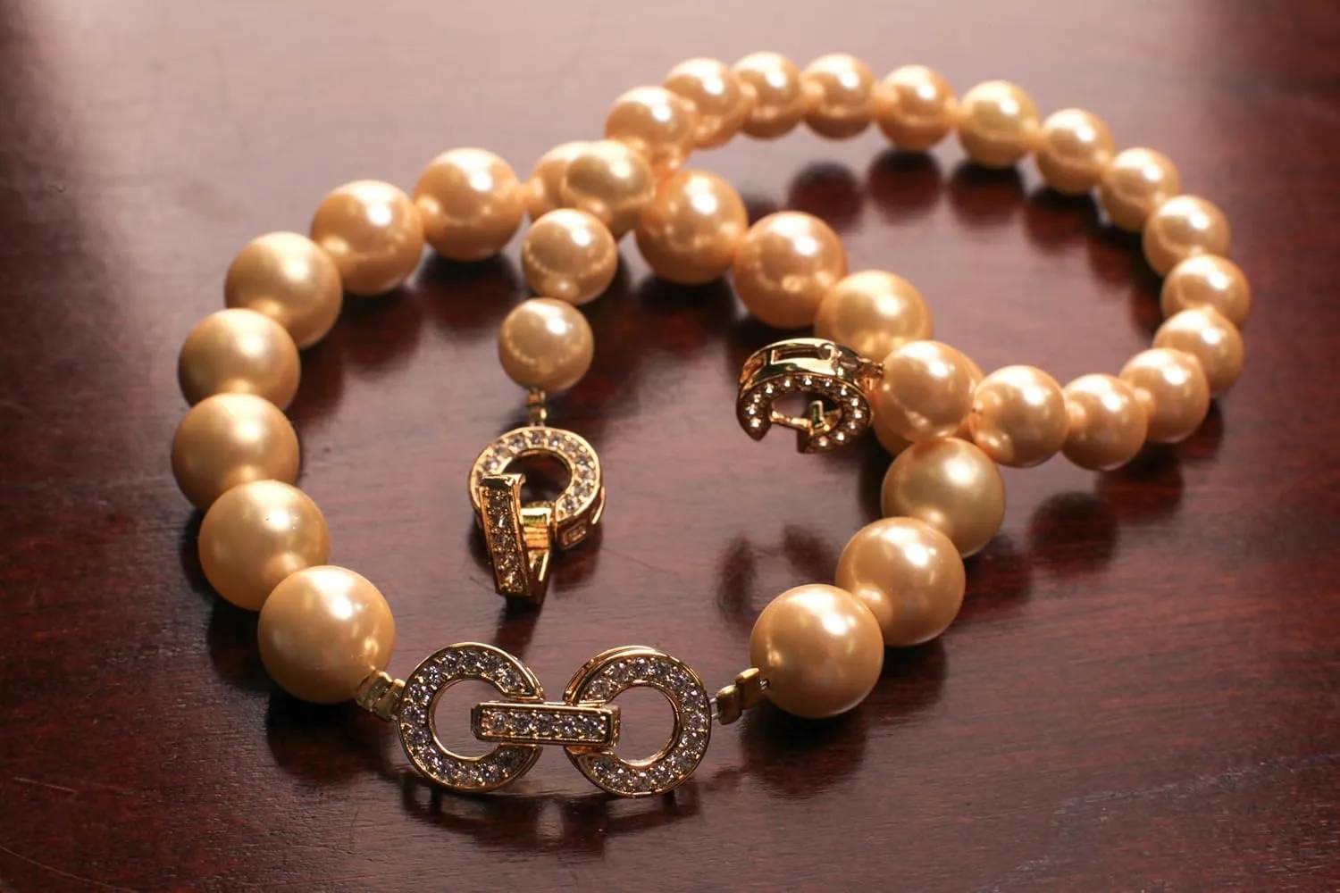 Golden Yellow South Sea Shell Pearl 10mm Bracelet in Fancy CZ Gold Clasp, Bridal, Gift for Her, Handmade Custom Order (7, 8mm)