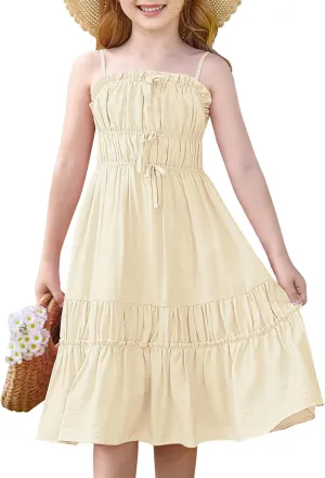 GRACE KARIN Girls Summer Dress Spaghetti Strap Midi Casual Sundress Sleeveless Party Elegant Dress 5-12Y