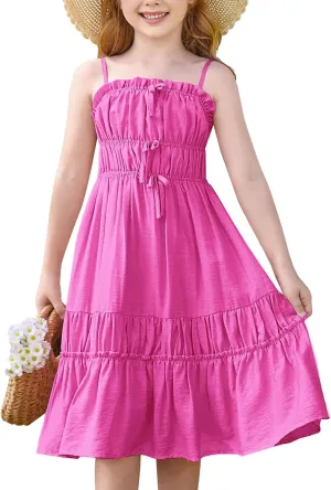 GRACE KARIN Girls Summer Dress Spaghetti Strap Midi Casual Sundress Sleeveless Party Elegant Dress 5-12Y