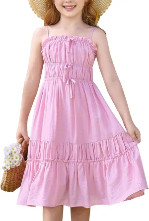 GRACE KARIN Girls Summer Dress Spaghetti Strap Midi Casual Sundress Sleeveless Party Elegant Dress 5-12Y