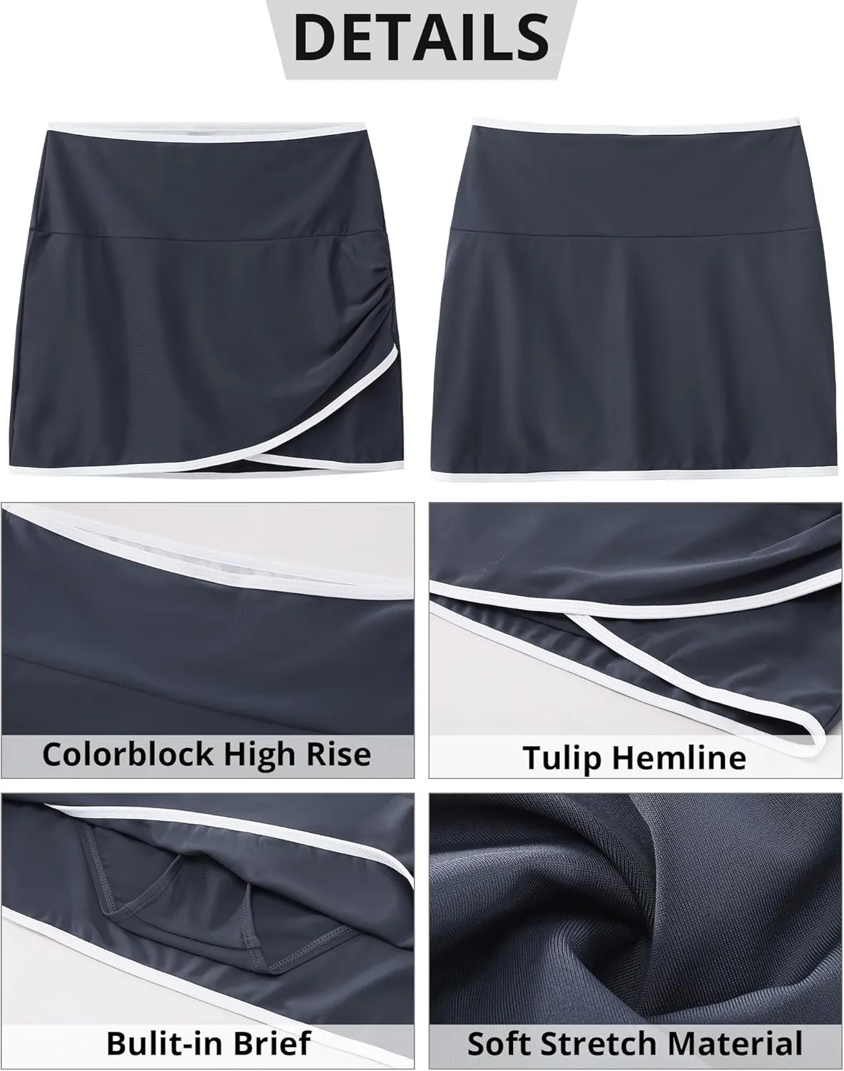 GRAPENT Swim Skirt for Women High Waisted Ruched Bikini Bottoms Colorblock Swimsuit Tulip Bathing Suit Skirts with Brief