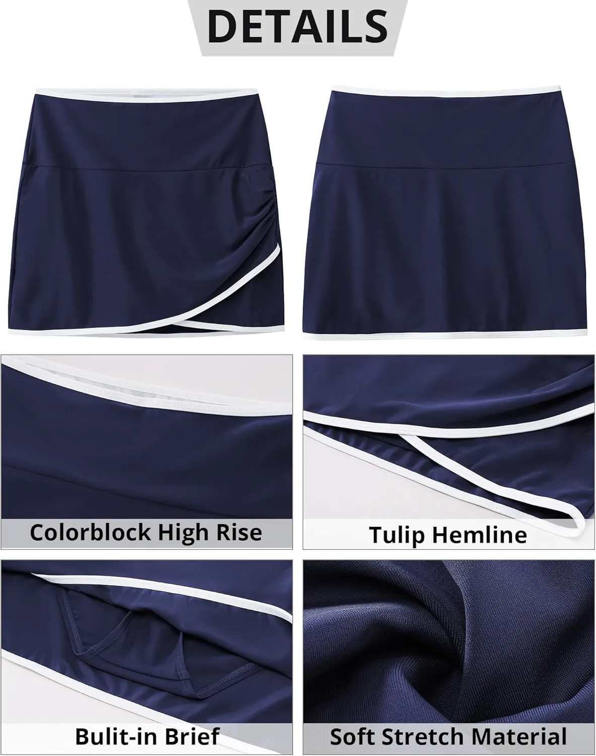 GRAPENT Swim Skirt for Women High Waisted Ruched Bikini Bottoms Colorblock Swimsuit Tulip Bathing Suit Skirts with Brief