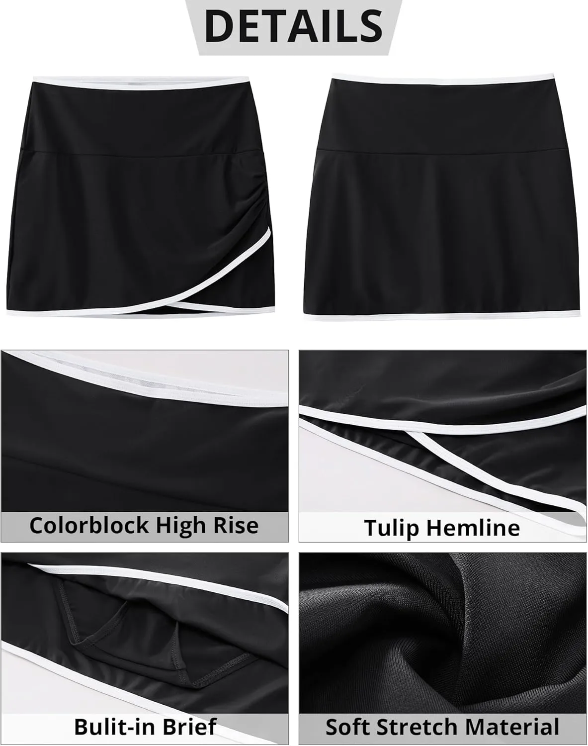 GRAPENT Swim Skirt for Women High Waisted Ruched Bikini Bottoms Colorblock Swimsuit Tulip Bathing Suit Skirts with Brief