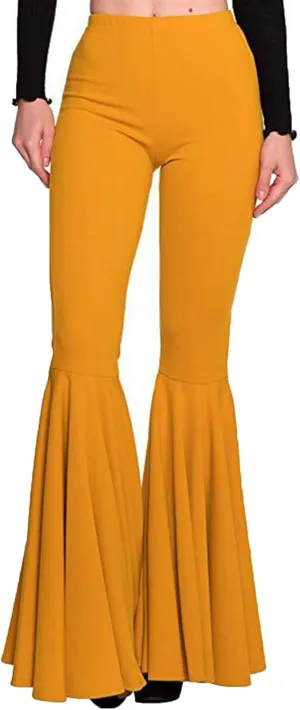 GUOLEZEEV Women High Waisted Flare Pants Solid Color Fashion Pleated Bell Bottoms(7 Colors)