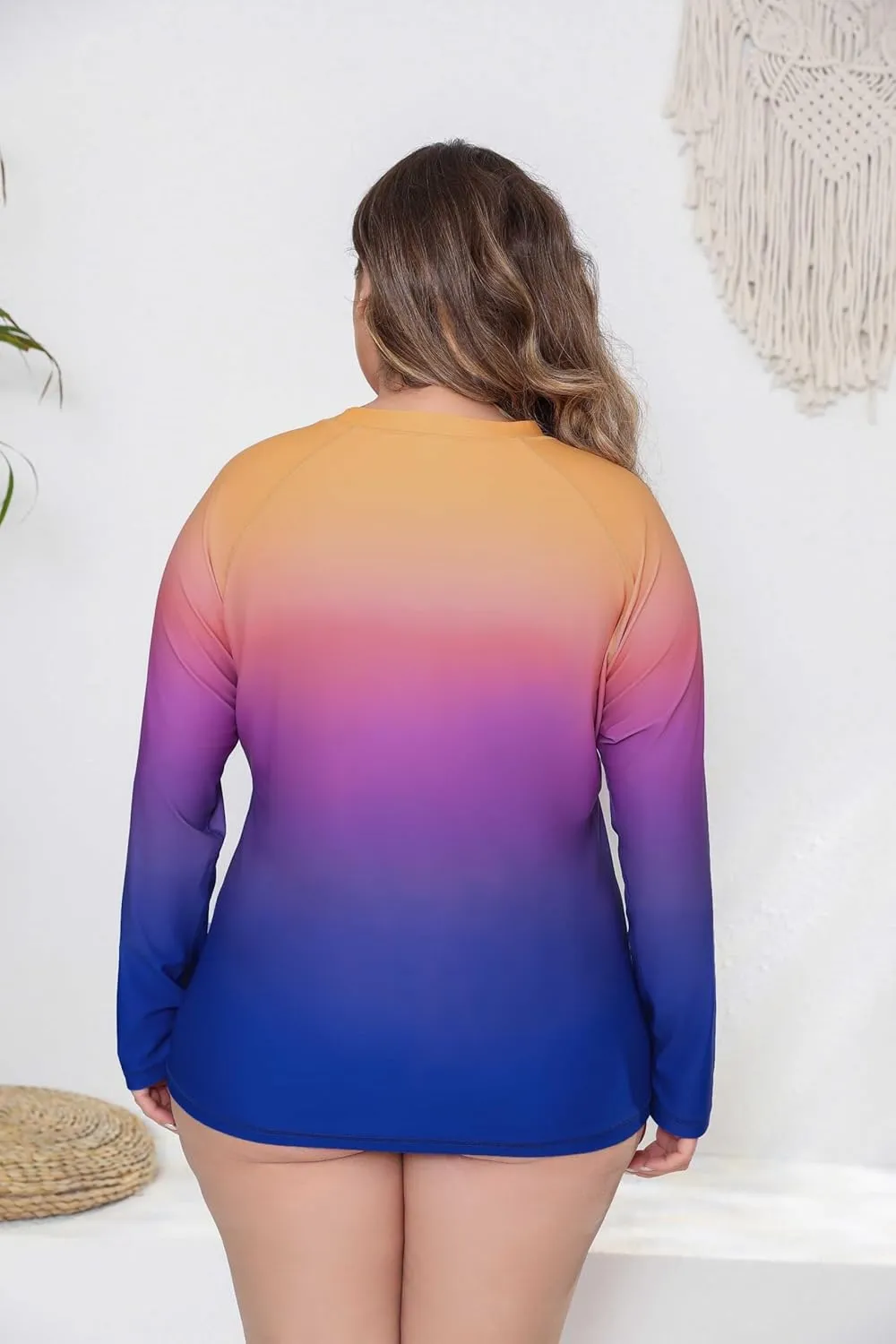 Halcurt Women's Plus Size Long Sleeve Rash Guard Shirts Swim Top UPF50  Sun Protection Loose Fit Quick Dry Swimsuit
