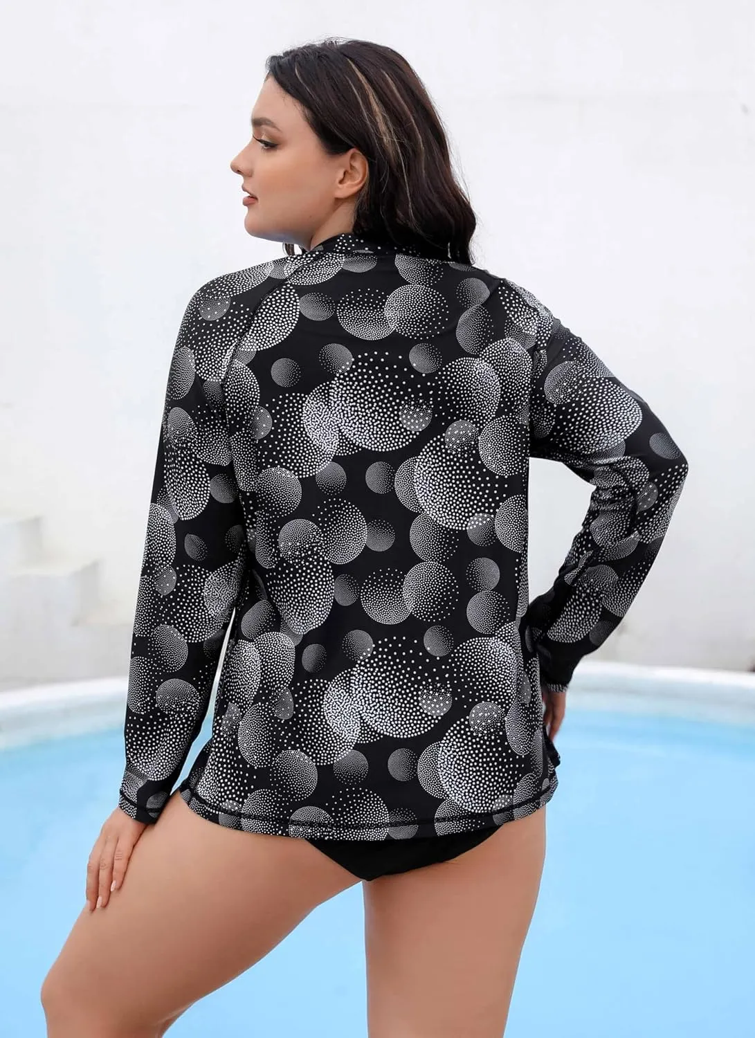 Halcurt Women's Plus Size Long Sleeve Rash Guard Shirts Swim Top UPF50  Sun Protection Loose Fit Quick Dry Swimsuit
