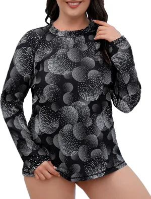 Halcurt Women's Plus Size Long Sleeve Rash Guard Shirts Swim Top UPF50  Sun Protection Loose Fit Quick Dry Swimsuit