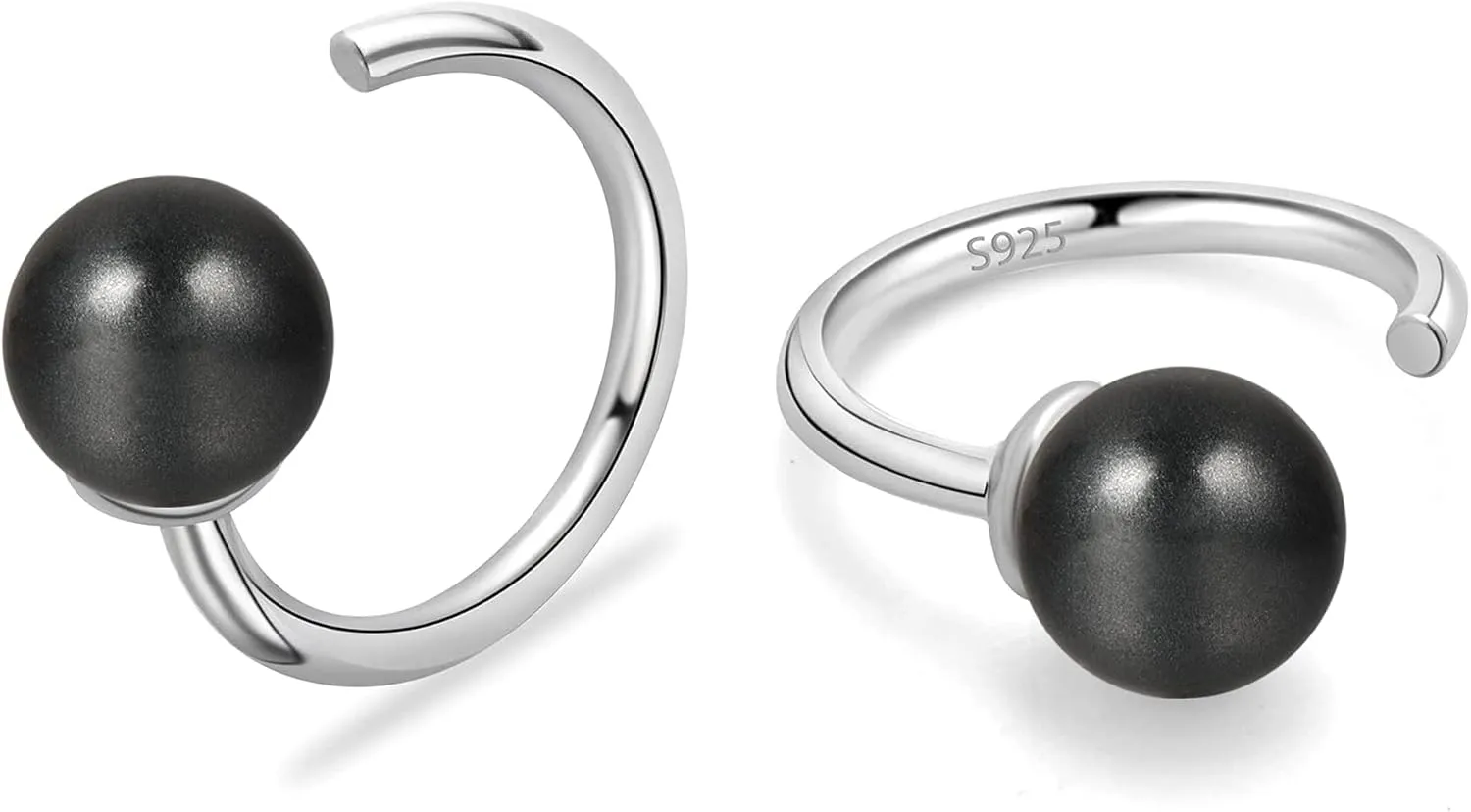 Half Hoop Earrings 925 Sterling Silver 6Mm Simulated Shell Pearl Open Small Huggie Hoop Earrings Adjustable Hypoallergenic Sleeping Dainty Huggie Earrings for Women
