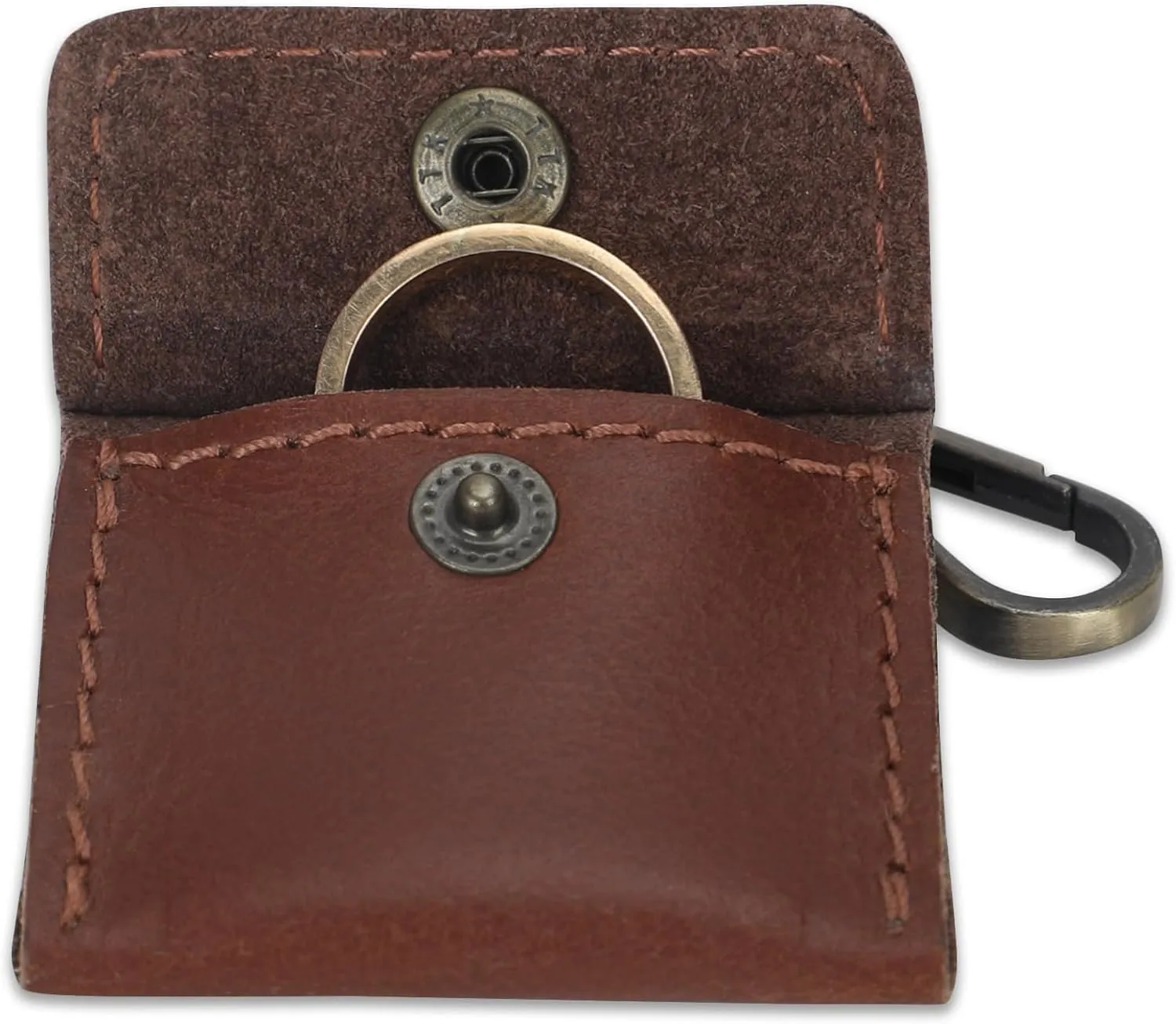 Handmade Full Grain Leather Wedding Ring Pouch Keychain Engagement Ring Case & Key Ring Holder Jewelry Organizer