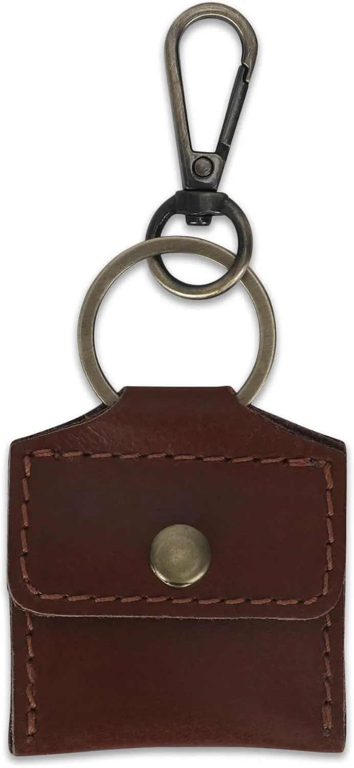 Handmade Full Grain Leather Wedding Ring Pouch Keychain Engagement Ring Case & Key Ring Holder Jewelry Organizer