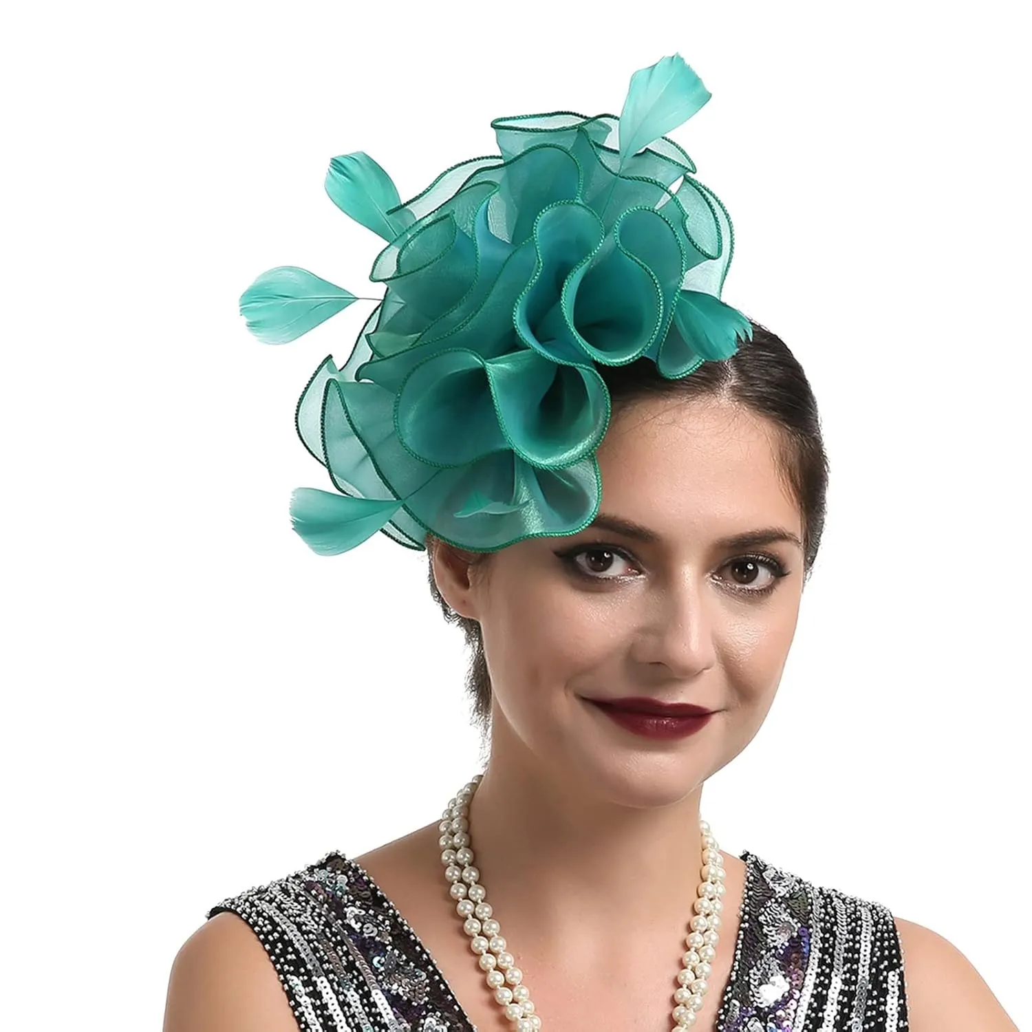 Hat For Women Wedding Flower Cocktail Mesh Feathers Hair Clip Tea Party Headband Band