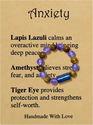 Healing Crystal Ring Spiritual Stretch Crystal Rings for Women Men Natural Stone Anxiety Rings Empath Protection Ring Natural Gemstones Rings Jewelry Gifts