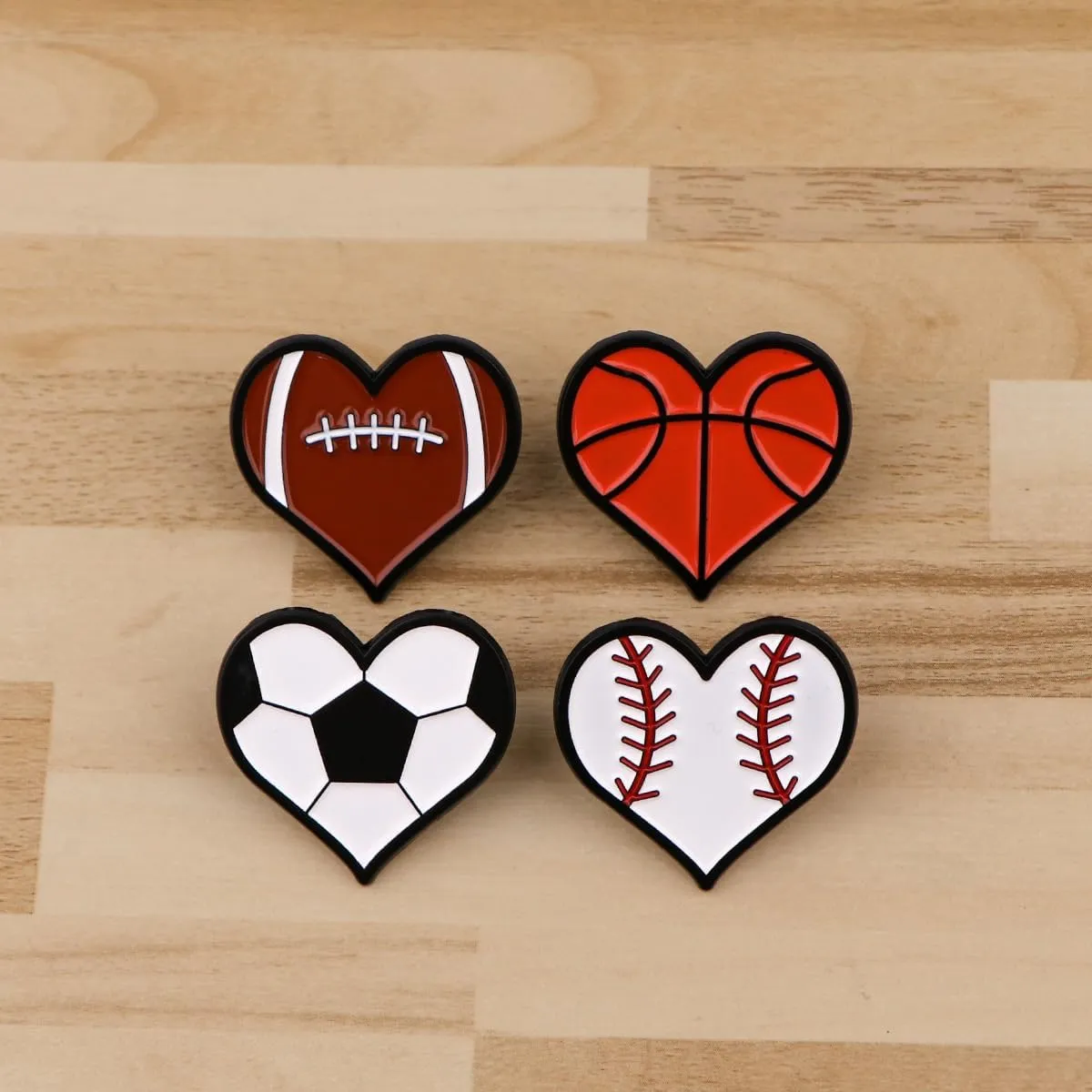 Heart-shaped Sport Balls Enamel Pin Love Heart Soocer Baseball Basketbal Football Lapel Pin Sports Ball Brooch Pins Sport Game Day Souvenir Badge Cloth Backpack Hat Decor