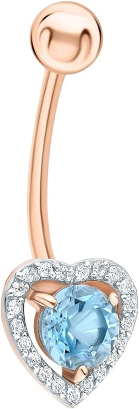 Heart Shaped Topaz Navel Belly, 14K Gold Diamond (0.76ct) Belly Button Ring, Colourful Gemstone Floating Navel Ring, Body Jewelry, Gift For Her.