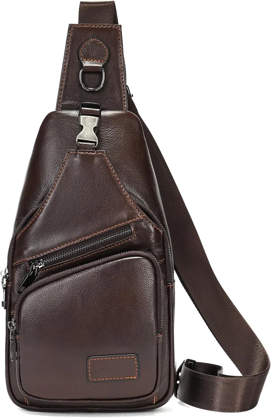 Hebetag Leather Sling Bag Hiking Daypack for Men Women Outdoor Travel Camping Fishing Crossbody Shoulder Chest Pack
