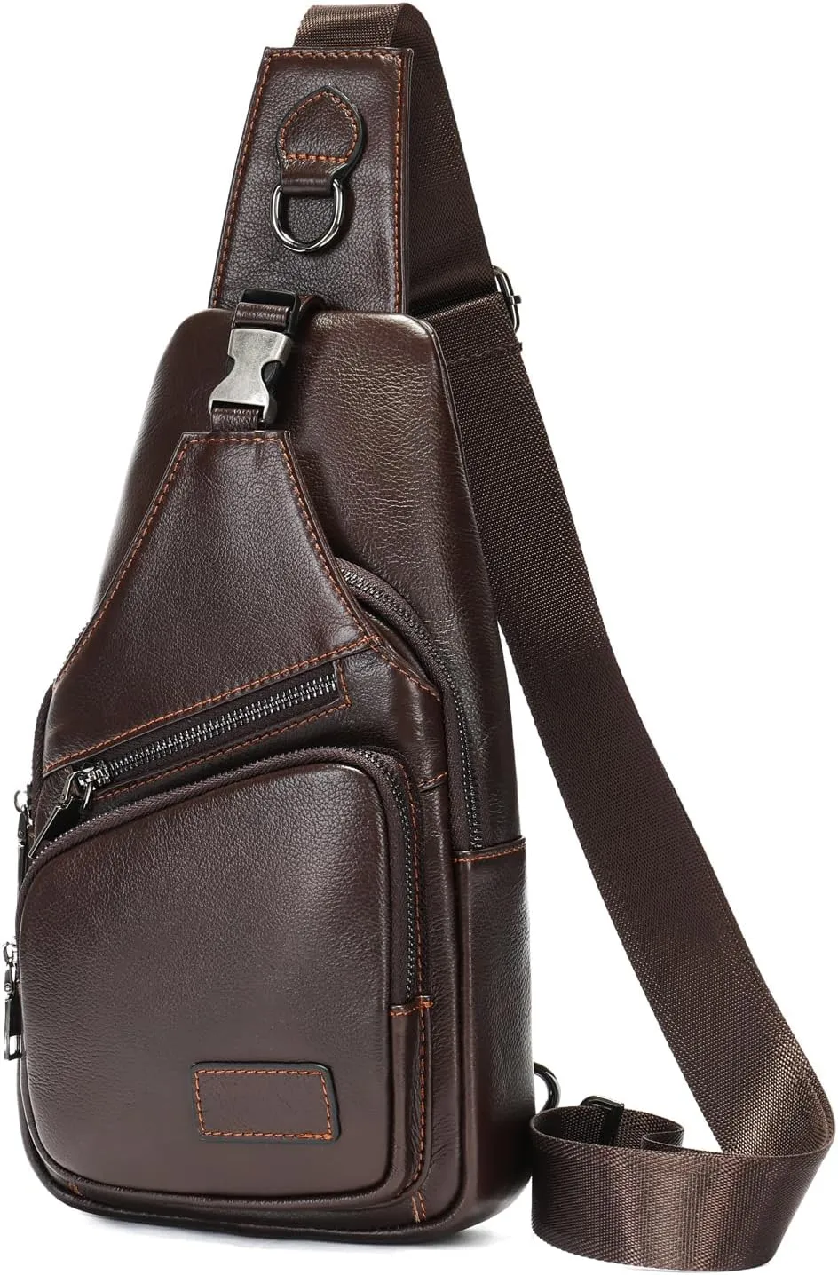 Hebetag Leather Sling Bag Hiking Daypack for Men Women Outdoor Travel Camping Fishing Crossbody Shoulder Chest Pack