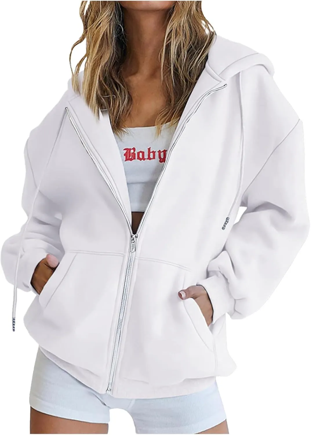 HGps8w Dear Person Behind Me Womens Zip Up Hoodies, Funny Sayings Oversized Long Sleeve Casual Sweatshirts Jackets