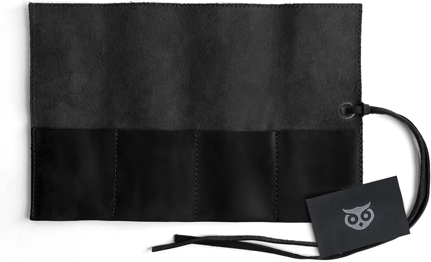 Hide & Drink, Leather Watch Roll Organizer Handmade from Full Grain Leather, Holds Up to 4 Watches, Easy Carry On Watchlover Storage (Charcoal Black)