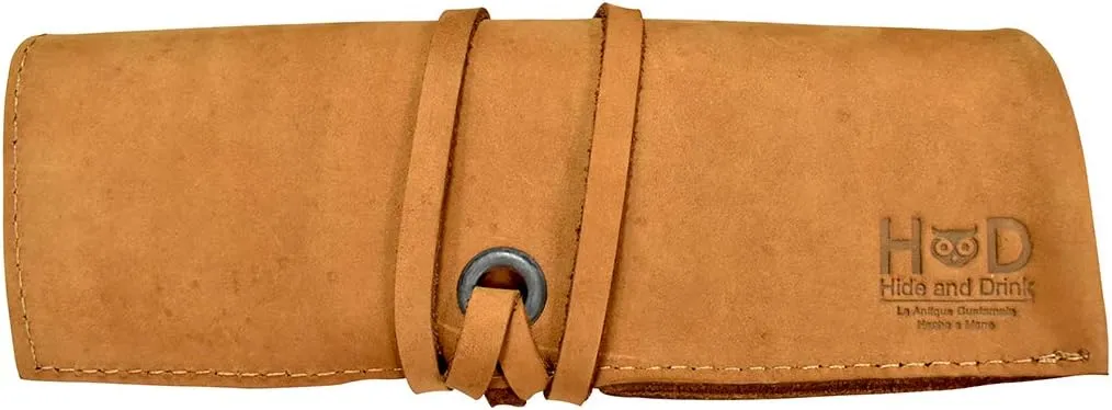 Hide & Drink, Leather Watch Roll Organizer Handmade from Full Grain Leather, Holds Up to 4 Watches, Easy Carry On Watchlover Storage (Old Tobacco)