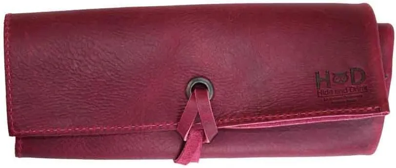Hide & Drink, Leather Watch Roll Organizer Handmade from Full Grain Leather, Holds Up to 4 Watches, Easy Carry On Watchlover Storage (Sangria)