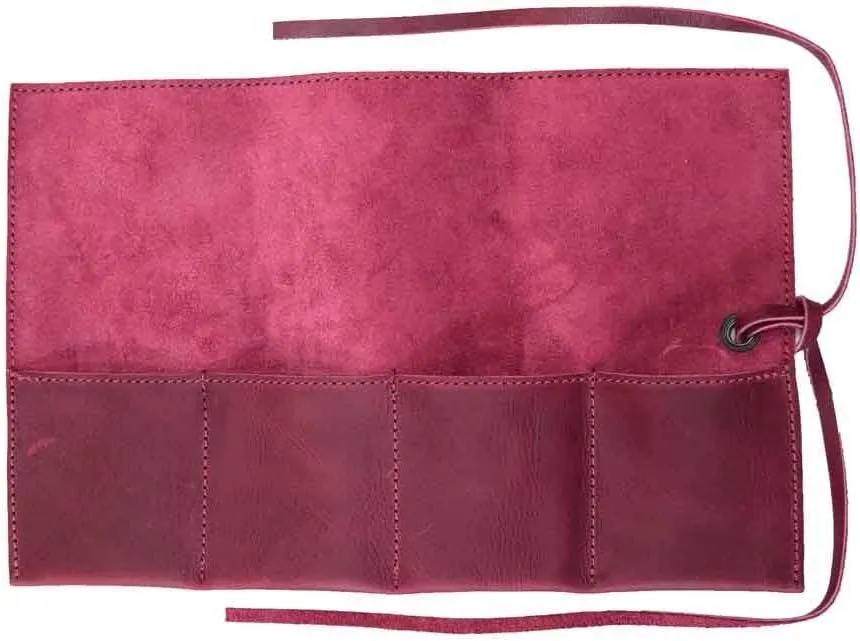 Hide & Drink, Leather Watch Roll Organizer Handmade from Full Grain Leather, Holds Up to 4 Watches, Easy Carry On Watchlover Storage (Sangria)