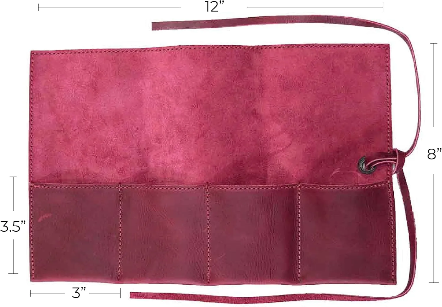 Hide & Drink, Leather Watch Roll Organizer Handmade from Full Grain Leather, Holds Up to 4 Watches, Easy Carry On Watchlover Storage (Sangria)