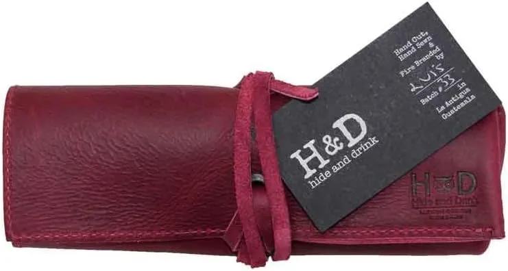Hide & Drink, Leather Watch Roll Organizer Handmade from Full Grain Leather, Holds Up to 4 Watches, Easy Carry On Watchlover Storage (Sangria)