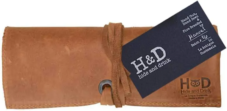 Hide & Drink, Leather Watch Roll Organizer Handmade from Full Grain Leather, Holds Up to 4 Watches, Easy Carry On Watchlover Storage (Single Malt Mahogany)