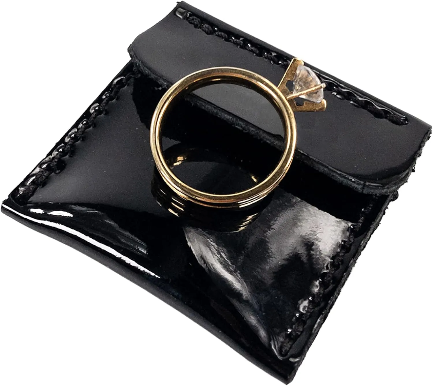 Hide & Drink, Wedding Ring Case, Engagement Pouch, Bride and Groom Jewelry Storage, Marriage Travel, Bearer, Proposal Holder, Full Grain Leather, Handmade, Obsidian