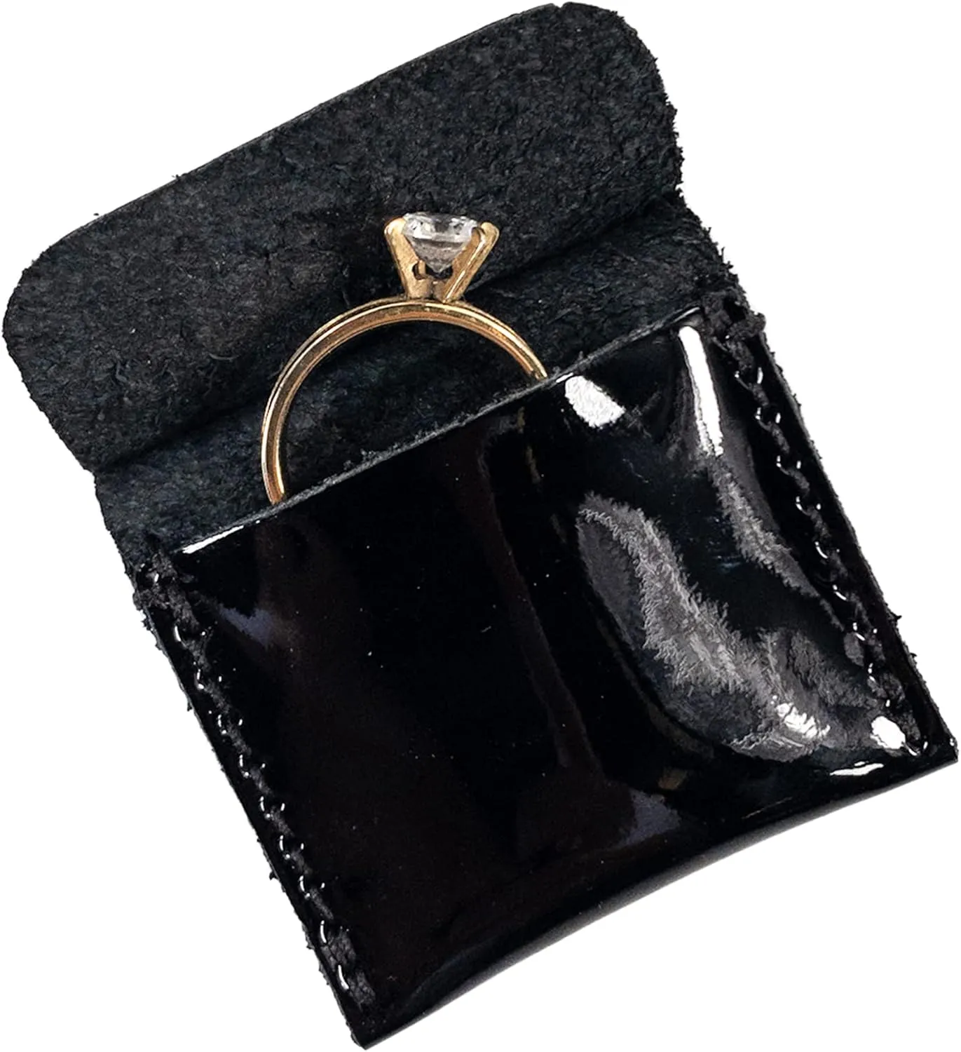 Hide & Drink, Wedding Ring Case, Engagement Pouch, Bride and Groom Jewelry Storage, Marriage Travel, Bearer, Proposal Holder, Full Grain Leather, Handmade, Obsidian