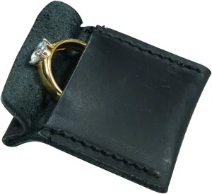 Hide & Drink, Wedding Ring Case, Engagement Pouch, Bride and Groom Jewelry Storage, Marriage Travel, Ring Bearer, Proposal Ring Holder, Full Grain Leather, Handmade, Charcoal Black