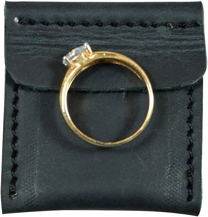 Hide & Drink, Wedding Ring Case, Engagement Pouch, Bride and Groom Jewelry Storage, Marriage Travel, Ring Bearer, Proposal Ring Holder, Full Grain Leather, Handmade, Charcoal Black