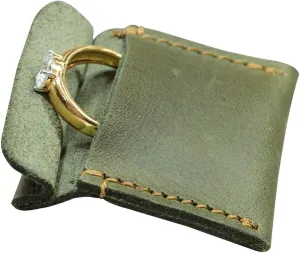 Hide & Drink, Wedding Ring Case, Engagement Pouch, Bride and Groom Jewelry Storage, Marriage Travel, Ring Bearer, Proposal Ring Holder, Full Grain Leather, Handmade, Dark Jade