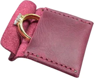 Hide & Drink, Wedding Ring Case, Engagement Pouch, Bride and Groom Jewelry Storage, Marriage Travel, Ring Bearer, Proposal Ring Holder, Full Grain Leather, Handmade, Sangria