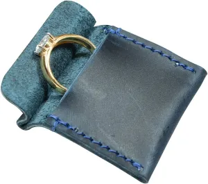 Hide & Drink, Wedding Ring Case, Engagement Pouch, Bride and Groom Jewelry Storage, Marriage Travel, Ring Bearer, Proposal Ring Holder, Full Grain Leather, Handmade, Slate Blue